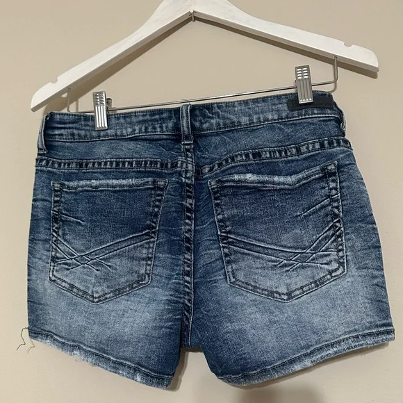 Women's Blue Denim Shorts - Picture 2 of 3